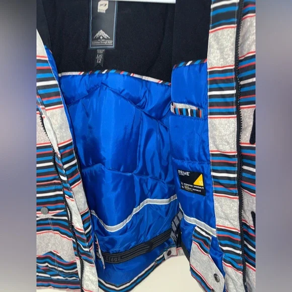 Orage stripe snowboard jacket boy's sz L (12) NWOT